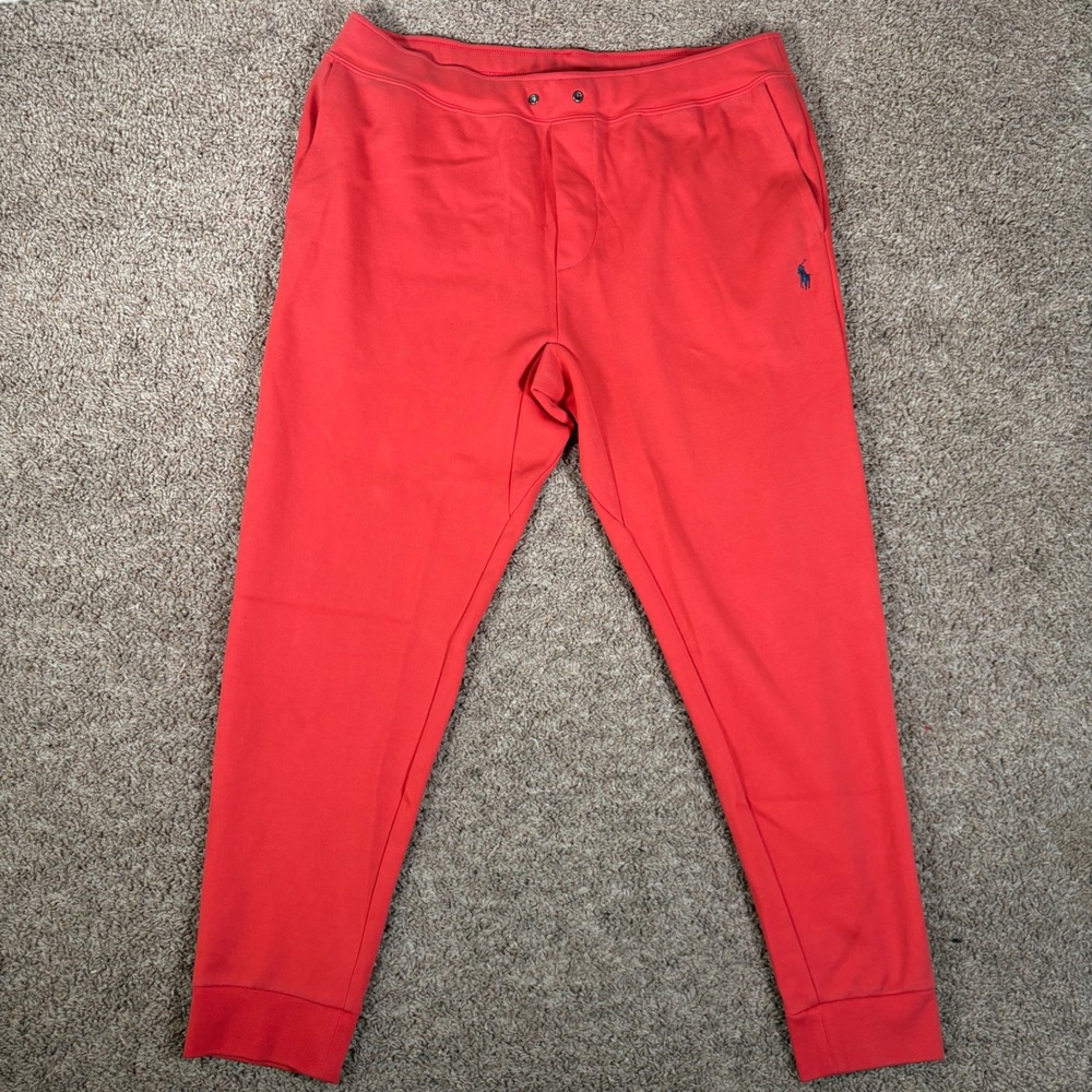 Polo Ralph Lauren Mens Red Jogger Sweatpants Navy Pony Logo XL